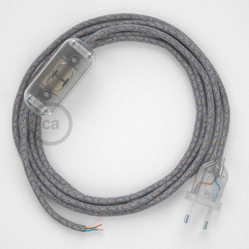 Cordon pour lampe, câble RD65 Losange Bleu Steward 1,80 m. Choisissez la couleur de la fiche et de l'interrupteur!