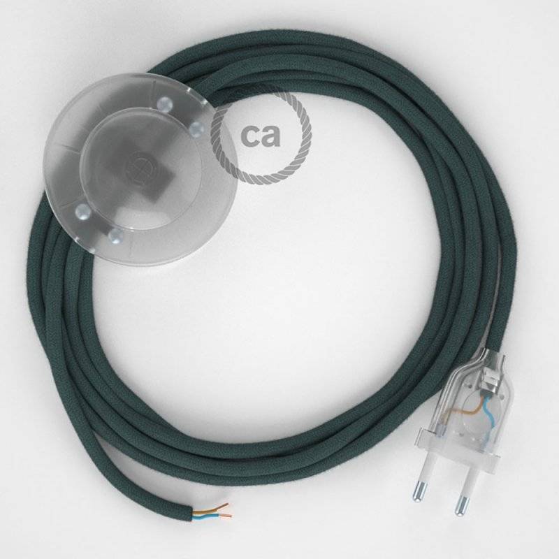 Cordon pour lampadaire, câble RC30 Coton Gris Pierre 3 m. Choisissez la couleur de la fiche et de l'interrupteur!