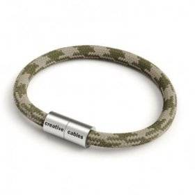 Bracelet avec fermoir magnétique argent mat et câble RP30 (bicolore Vert Thym et Tourterelle)