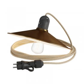 Snake Eiva avec abat-jour Swing, lampe d'extérieur portative, 5 m de câble textile, porte-lampe étanche IP65 et prise - Blanc - Bronze satiné