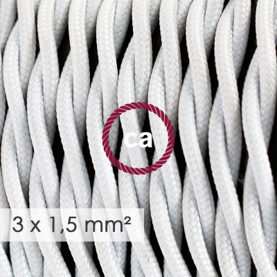 Fil Électrique De Large Section 3x1,50 Torsadé - Tissu Effet Soie Blanc TM01