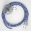 Cordon pour lampadaire, câble RM07 Effet Soie Lilas 3 m. Choisissez la couleur de la fiche et de l'interrupteur!