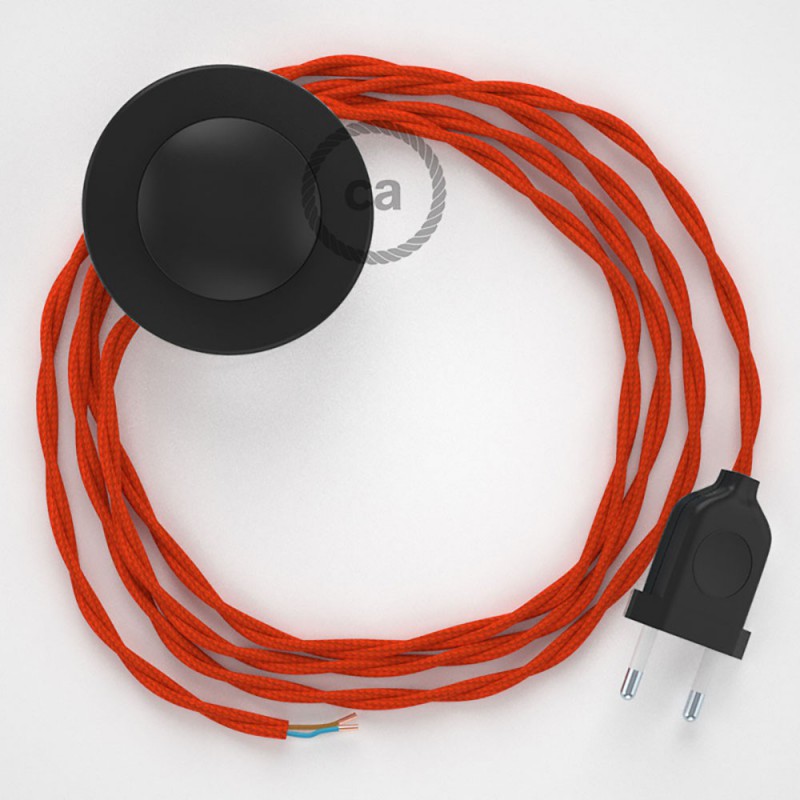 Cordon pour lampadaire, câble TM15 Effet Soie Orange 3 m. Choisissez la couleur de la fiche et de l'interrupteur!