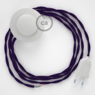 Cordon pour lampadaire, câble TM14 Effet Soie Violet 3 m. Choisissez la couleur de la fiche et de l'interrupteur!