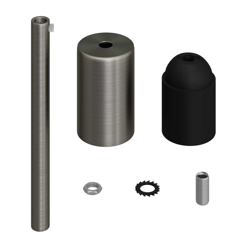 Kit douille E27 cylindrique en métal avec serre-câble de 15 cm