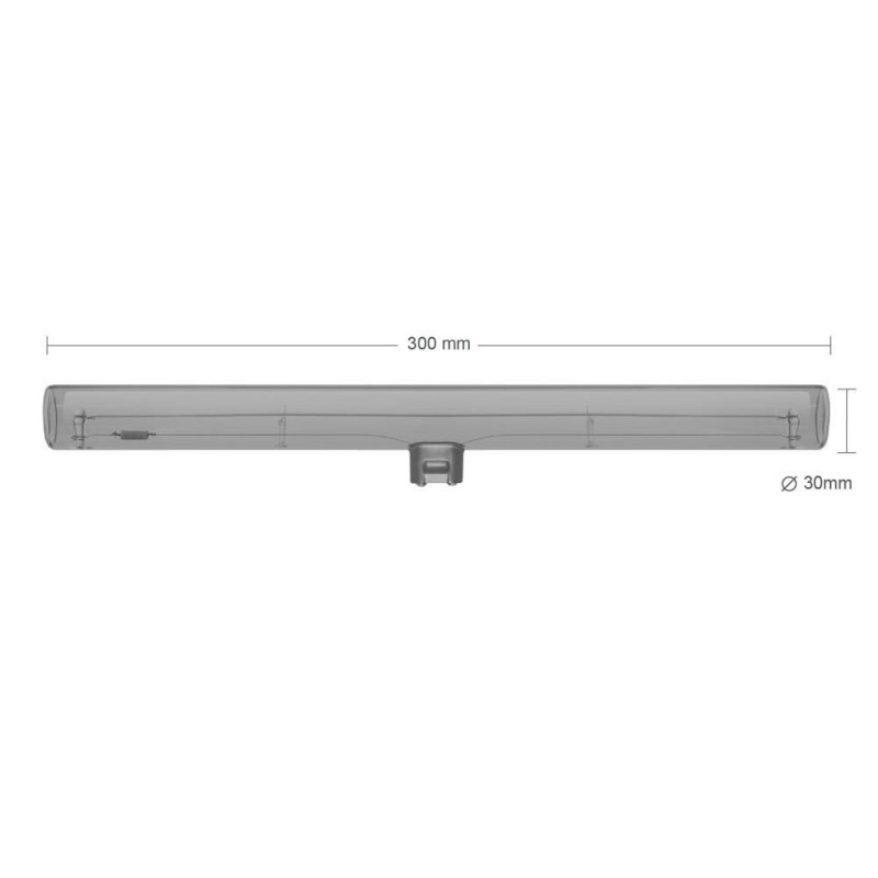 Ampoule tube LED gris fumé S14d - 300 mm de longueur 8W 2200K dimmable - pour S14 System