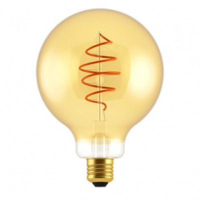 Ampoule LED Globe G125 ligne Croissant dorée avec filament en spirale 5W E27 dimmable 2000K