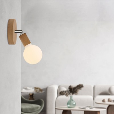 Lampe Fermaluce Snodo en bois avec ampoule Globo Porcelaine
