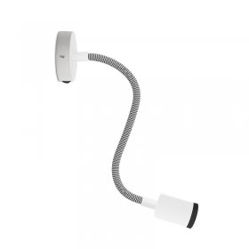 Lampada Fermaluce Flex 30 avec mini rosace, interrupteur et mini spot GU1d0 - Blanc mat