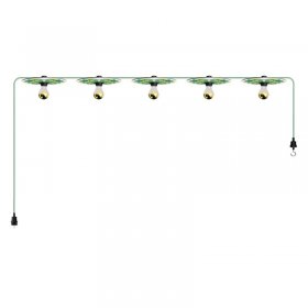 Guirlande lumineuse Système Lumet 'Majoliques' 7,5 m avec câble textile, 5 douilles et abat-jour, crochet et fiche noire - Majolica Jaune - Vert